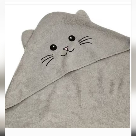 *Moon and Stars Gray Kitten Baby Hooded Bath Towel- NEW - Picture 3 of 4